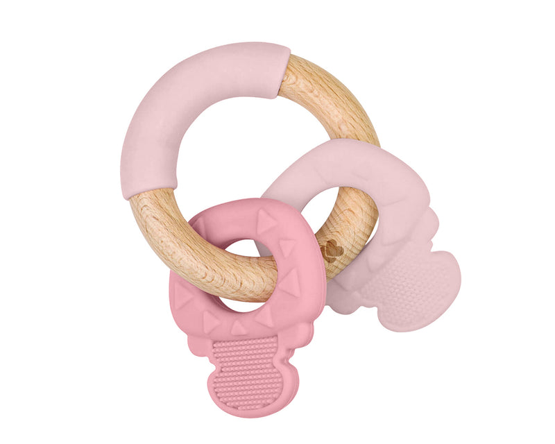 Ξύλινα Μασητικά Κλειδιά Οδοντοφυΐας Pink
