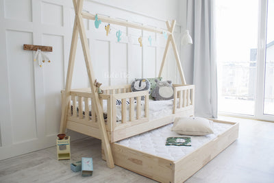 Παιδικό Κρεβάτι Tipi Duo Plus Από Φυσικό Ξύλο 190x90cm  Με Αποθηκευτικό χώρο /Δεύτερο Κρεβάτι- 10% Έκπτωση Στο Στρώμα