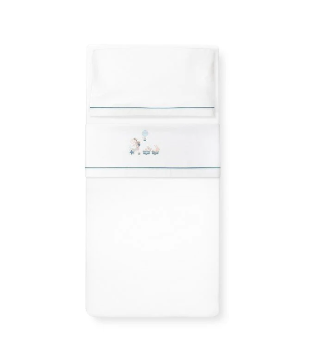 Σετ Σεντόνια Κούνιας 3τμχ 115x175 White/Petrol