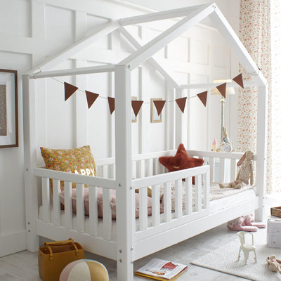 Παιδικό Κρεβάτι Σπιτάκι Housebed Λευκό Με Προστατευτικό Κάγκελο 190x90cm  -  10% Έκπτωση Στο Στρώμα