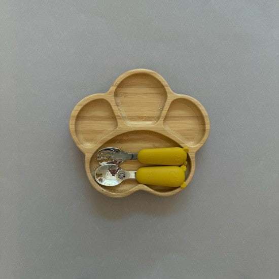 Πιατάκι Οικολογικό Bamboo Με Aντιολισθητική Bάση Paw