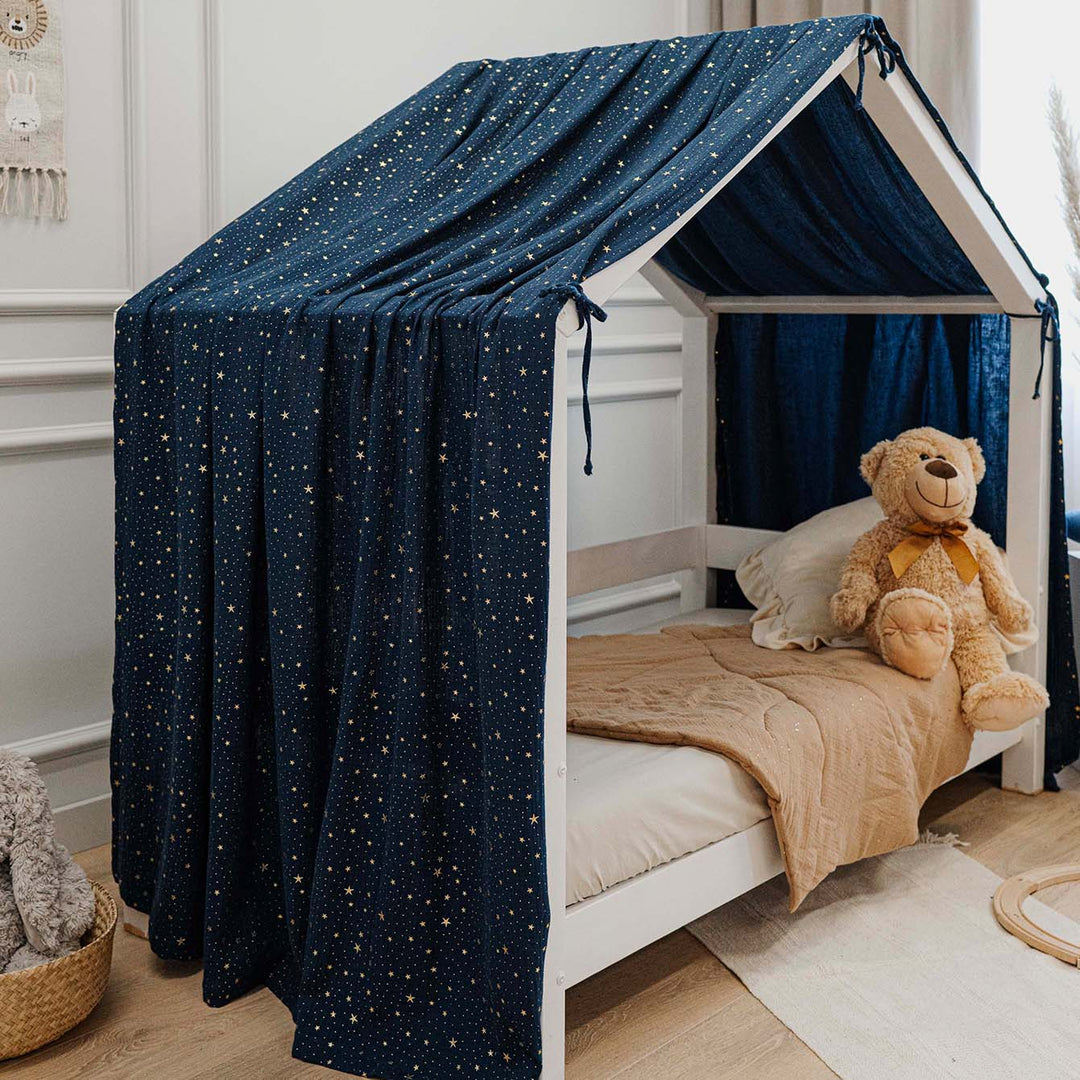 Κουρτίνα Κρεβατιού - Canopy Navy Blue Gold Stars 400cm