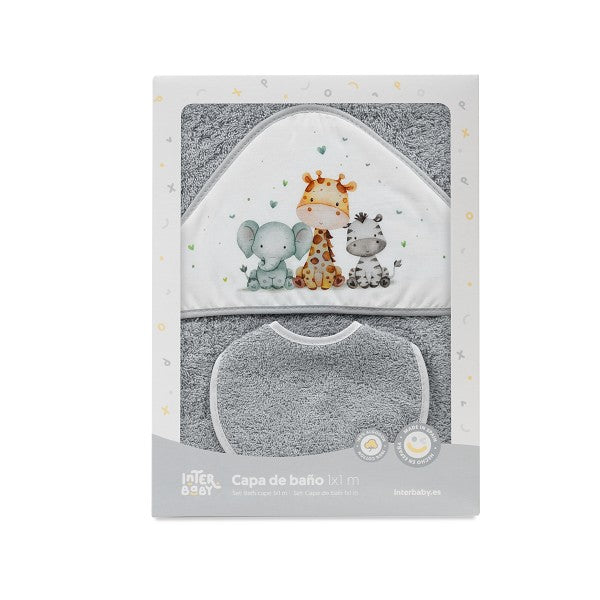 Σετ Μπουρνούζι & Σαλιάρα Elefante Grey