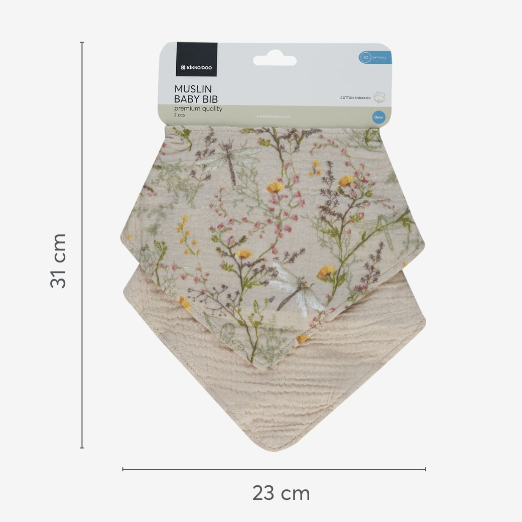 Σετ Σαλιάρες από Μουσελίνα Secret Garden Beige KikkaBoo