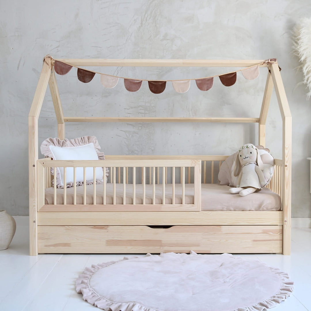 Κρεβάτι Flori Plus 190x90cm Με Συρτάρι ως 2ο Κρεβάτι Φυσικό Ξύλο