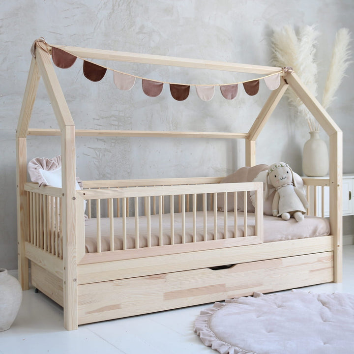 Κρεβάτι Flori Plus 190x90cm Με Συρτάρι ως 2ο Κρεβάτι Φυσικό Ξύλο