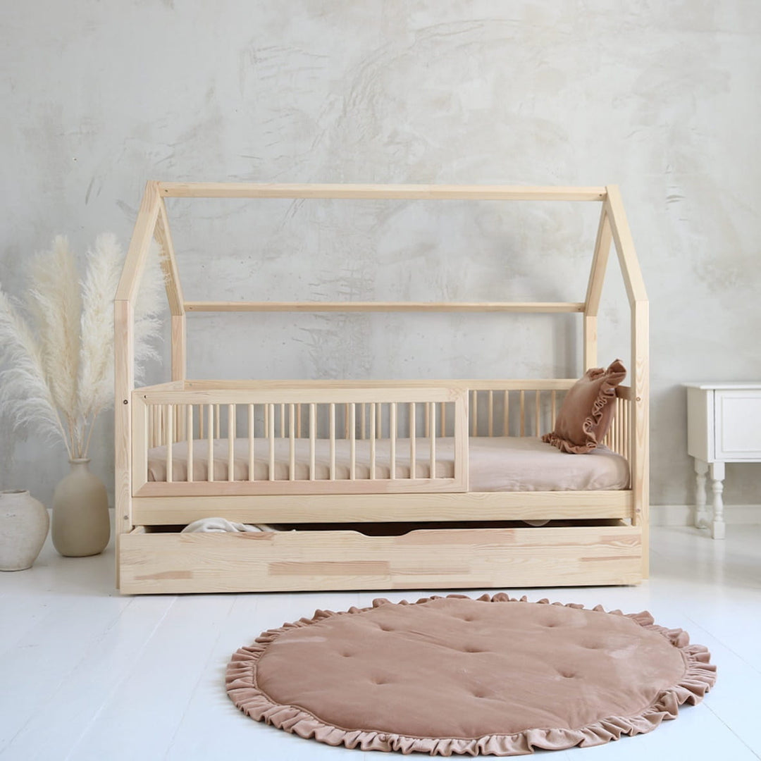 Κρεβάτι Flori Plus 190x90cm Με Συρτάρι ως 2ο Κρεβάτι Φυσικό Ξύλο