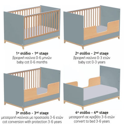 Βρεφικό Κρεβάτι Μετατρεπόμενο Σε Προεφηβικό Zoom 70x140cm