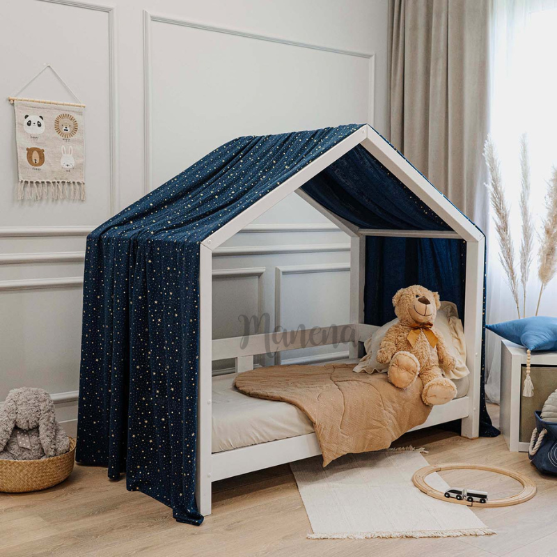 Κουρτίνα Κρεβατιού - Canopy Navy Blue Gold Stars 400cm