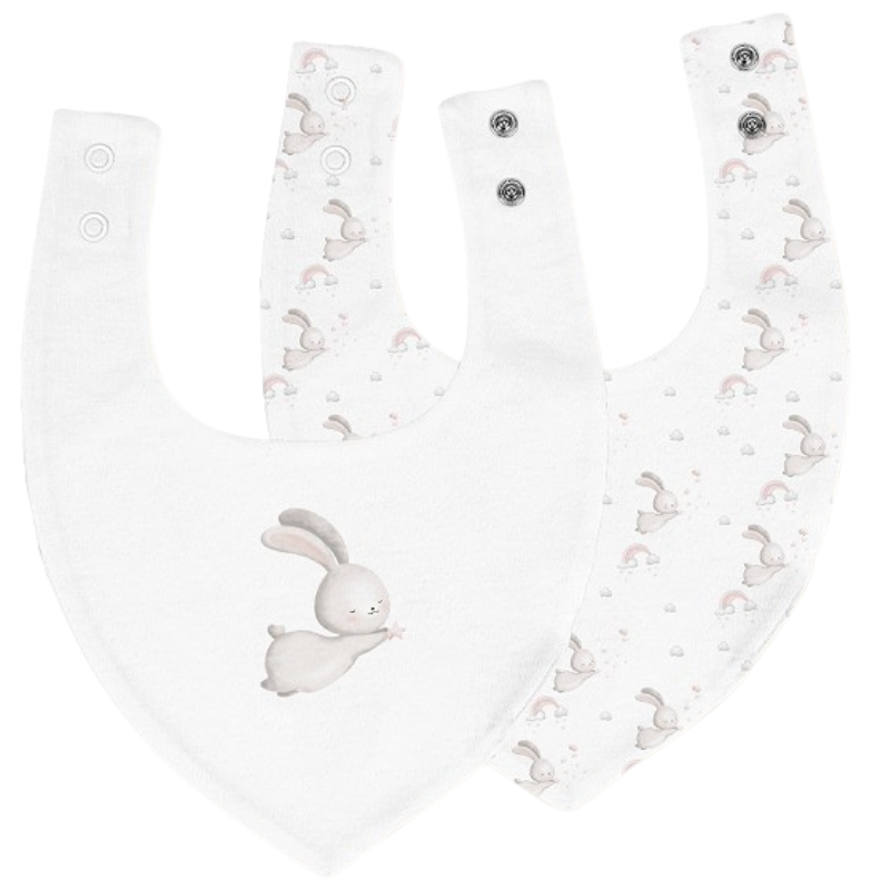 Σαλιάρα Μπαντάνα Bunny Pink Σετ 2τμχ Interbaby