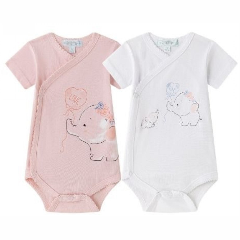 Σετ Βρεφικά Φορμάκια Cute Elephants Pink/ White