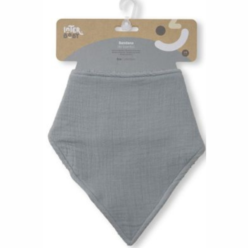 Σαλιάρα Μπαντάνα Bamboo Grey Interbaby