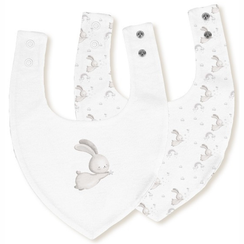 Σαλιάρα Μπαντάνα Bunny Grey Σετ 2τμχ Interbaby