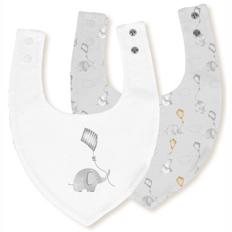 Σαλιάρα Μπαντάνα Elephant Grey Σετ 2τμχ Interbaby