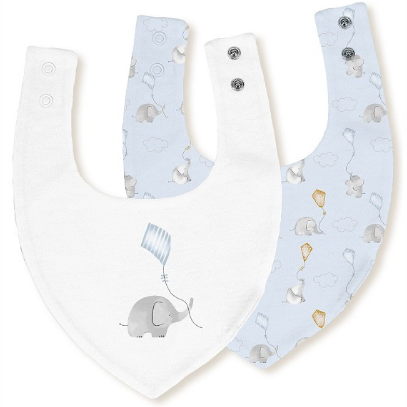 Σαλιάρα Μπαντάνα Elephant Blue Σετ 2τμχ Interbaby