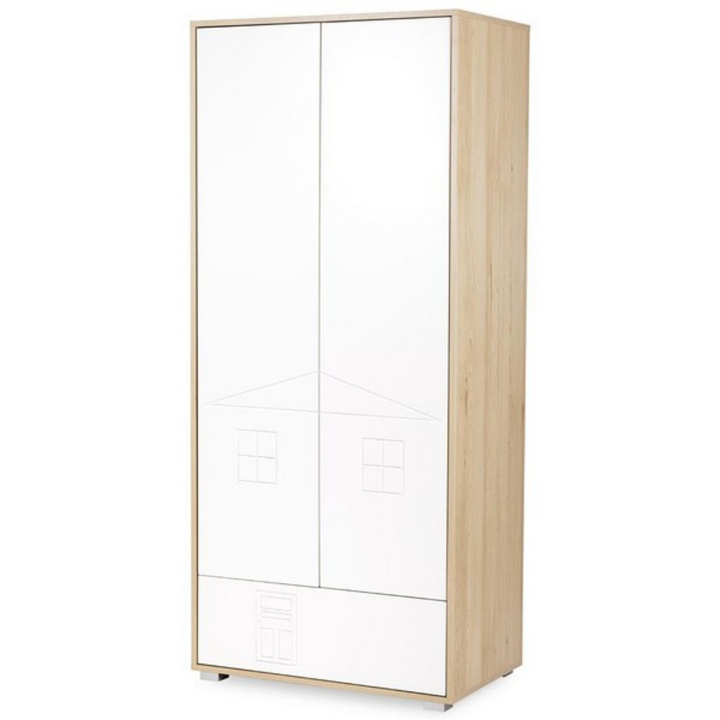 Δίφυλλη Ντουλάπα Ida Λευκό / Φυσικό Ξύλο