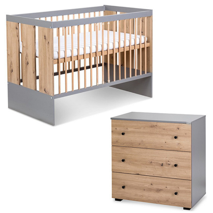 Ολοκληρωμένο Βρεφικό Δωμάτιο Pauline Φυσικό Ξύλο/ Γκρι 120x60cm
