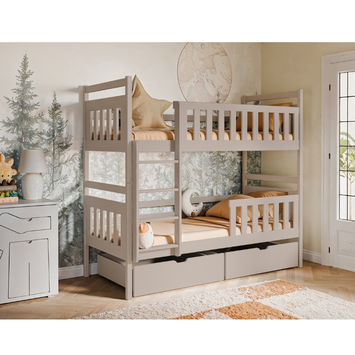 Παιδική Κουκέτα MONIKA 2 Ατόμων με Σκάλα και Αποθηκευτικό Χώρο Cashmere - 10% Έκπτωση Στο Στρώμα