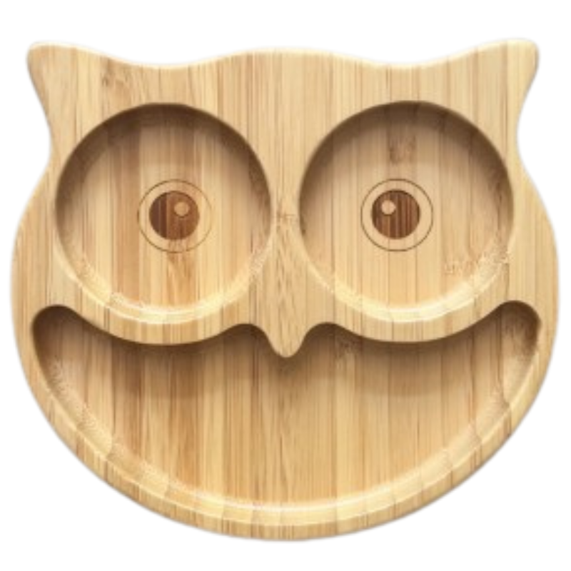 Πιατάκι Οικολογικό Bamboo Με Aντιολισθητική Bάση Owl
