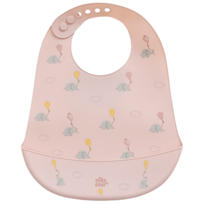 Σαλιάρα Σιλικόνης Elephants Pink