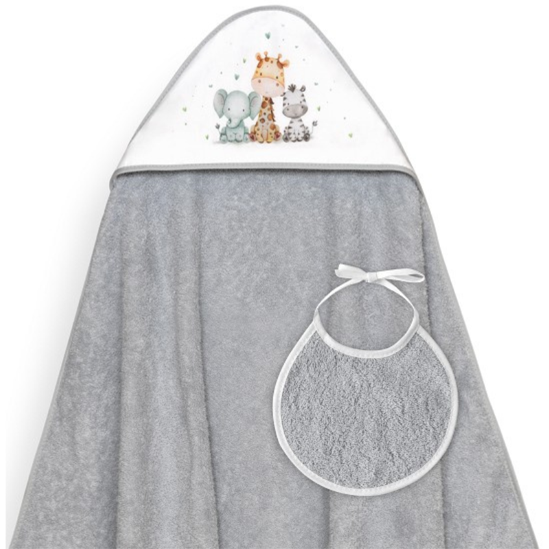 Σετ Μπουρνούζι & Σαλιάρα Elefante Grey