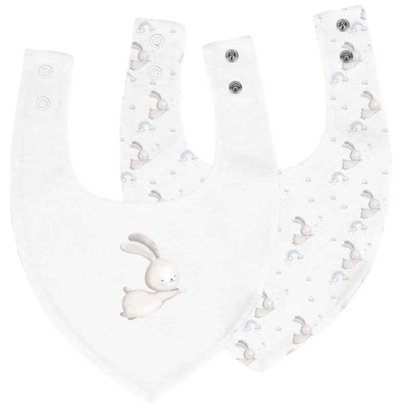 Σαλιάρα Μπαντάνα Bunny Blue Σετ 2τμχ Interbaby