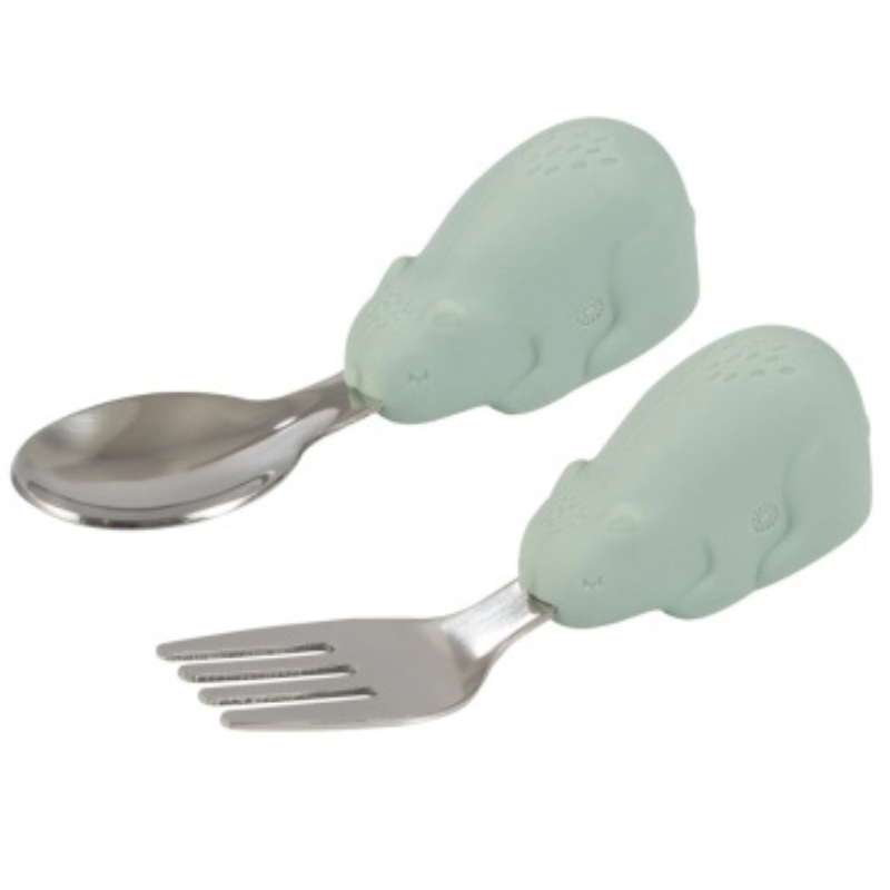 Σετ Ανοξείδωτα Μαχαιροπίρουνα Με Λαβή Σιλικόνης Bear Mint