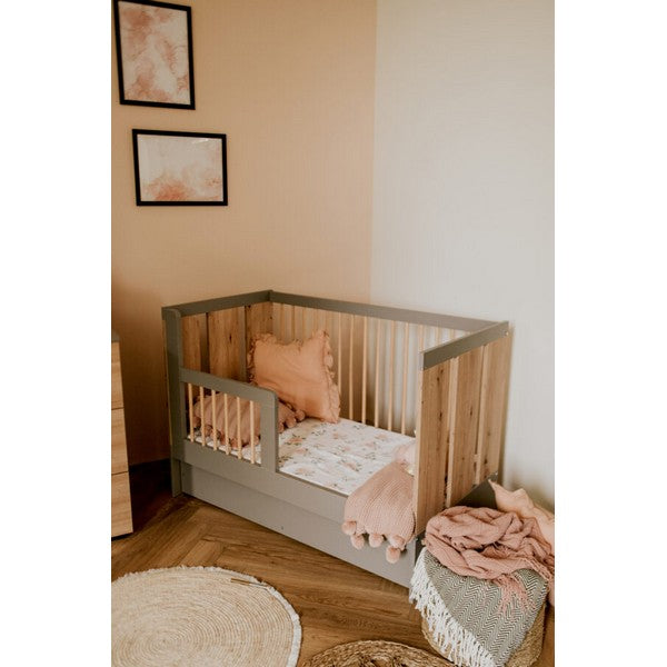 Βρεφικό Κρεβάτι Pauline Φυσικό Ξύλο/Γκρι 120x60cm