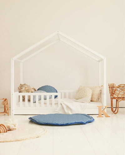 Παιδικό Κρεβάτι Σπιτάκι Housebed Με Προστατευτικό Κάγκελο Φυσικό Ξύλο  - 10% Έκπτωση Στο Στρώμα
