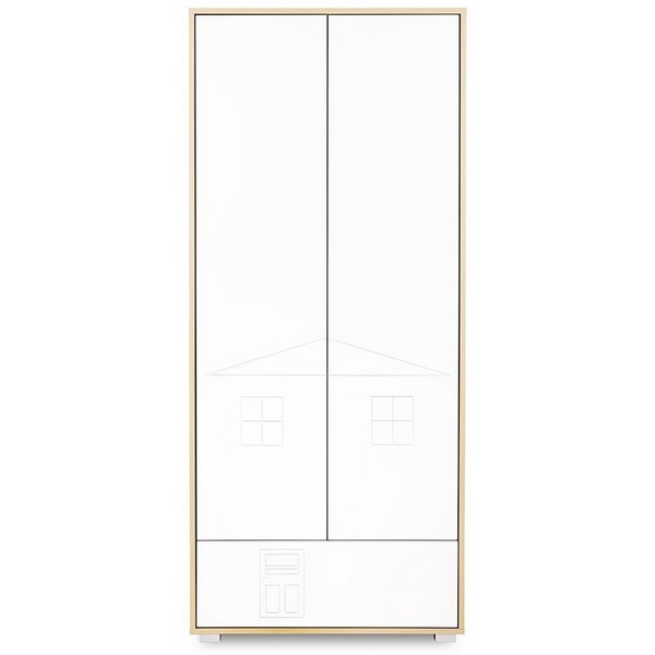 Δίφυλλη Ντουλάπα Ida Λευκό / Φυσικό Ξύλο