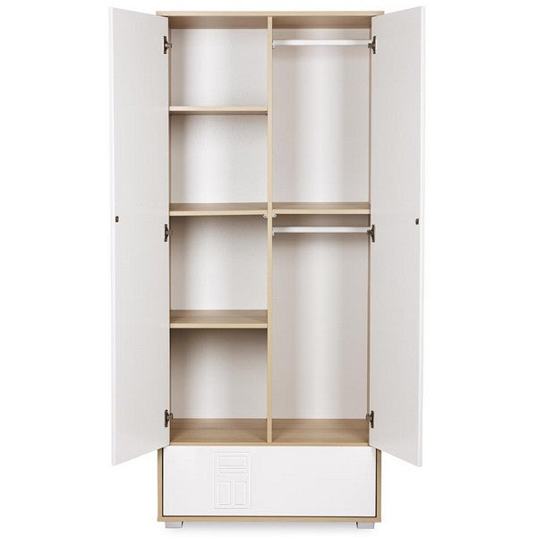 Δίφυλλη Ντουλάπα Ida Λευκό / Φυσικό Ξύλο