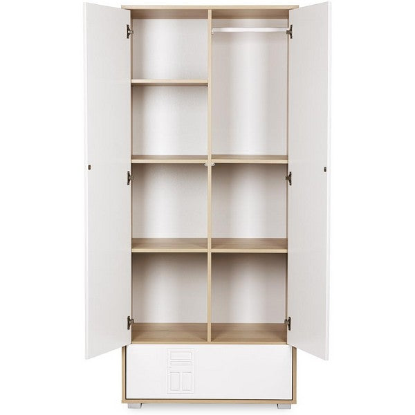 Δίφυλλη Ντουλάπα Ida Λευκό / Φυσικό Ξύλο