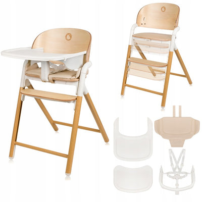 Καρεκλάκι Φαγητού Celia 3 σε 1 White Natural Wood Lionelo