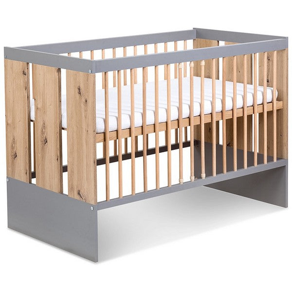 Βρεφικό Κρεβάτι Pauline Φυσικό Ξύλο/Γκρι 120x60cm