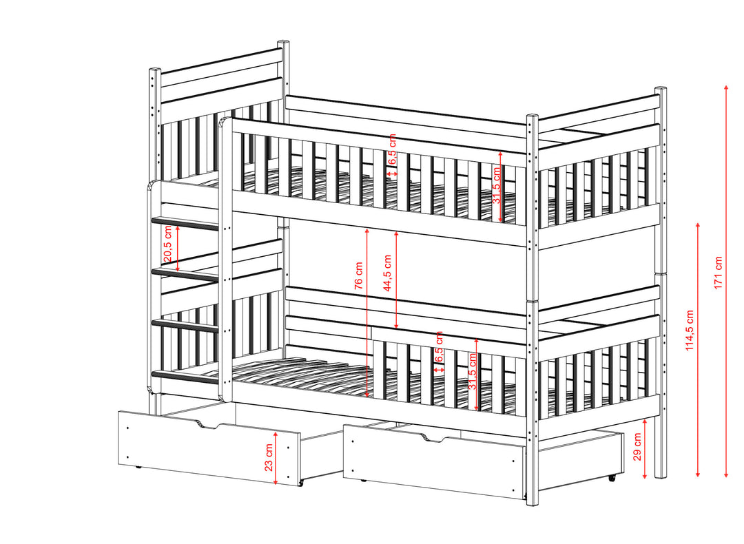 Παιδική Κουκέτα MONIKA 2 Ατόμων με Σκάλα και Αποθηκευτικό Χώρο Cashmere - 10% Έκπτωση Στο Στρώμα