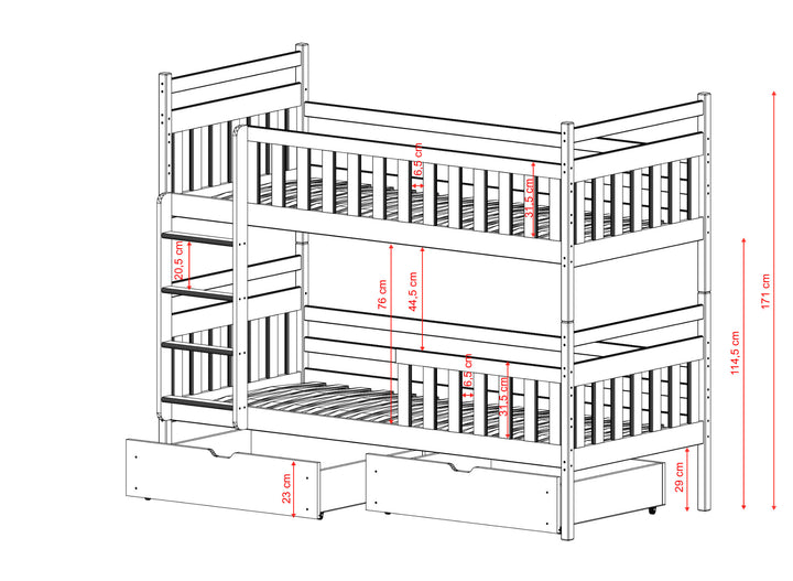 Παιδική Κουκέτα MONIKA 2 Ατόμων με Σκάλα και Αποθηκευτικό Χώρο Cashmere - 10% Έκπτωση Στο Στρώμα