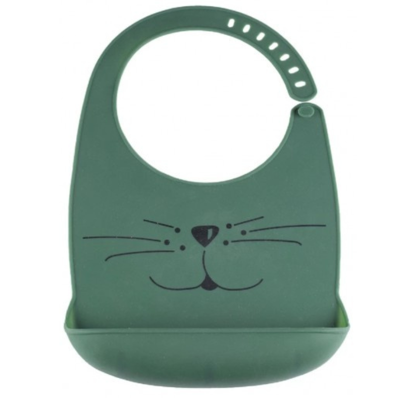 Σαλιάρα Σιλικόνης Cat Green