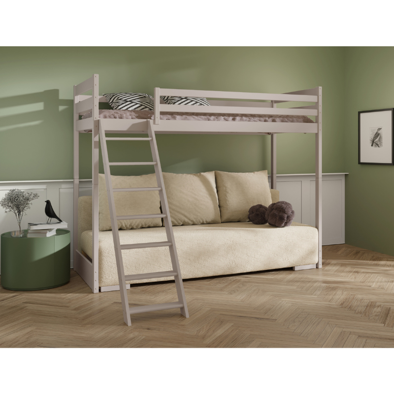 Κουκέτα SOFINO 3 Ατόμων με Σκάλα 90x200/140x200cm Cashmere - 10% Έκπτωση Στο Στρώμα