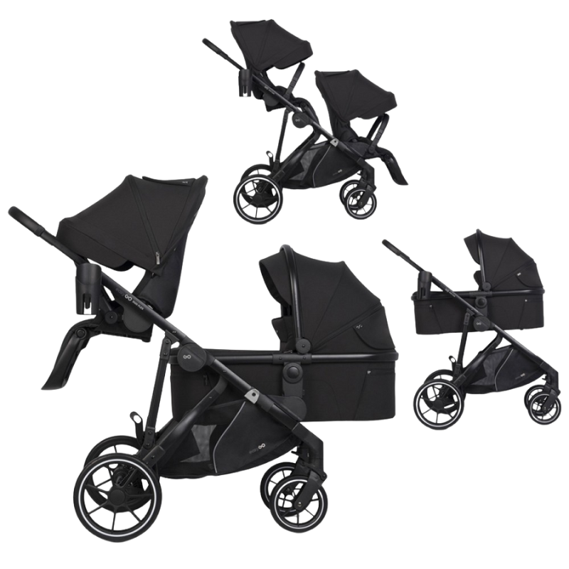 Καρότσι Διδύμων Eurocart Duoflex 1+2 Ebony Black EasyGo