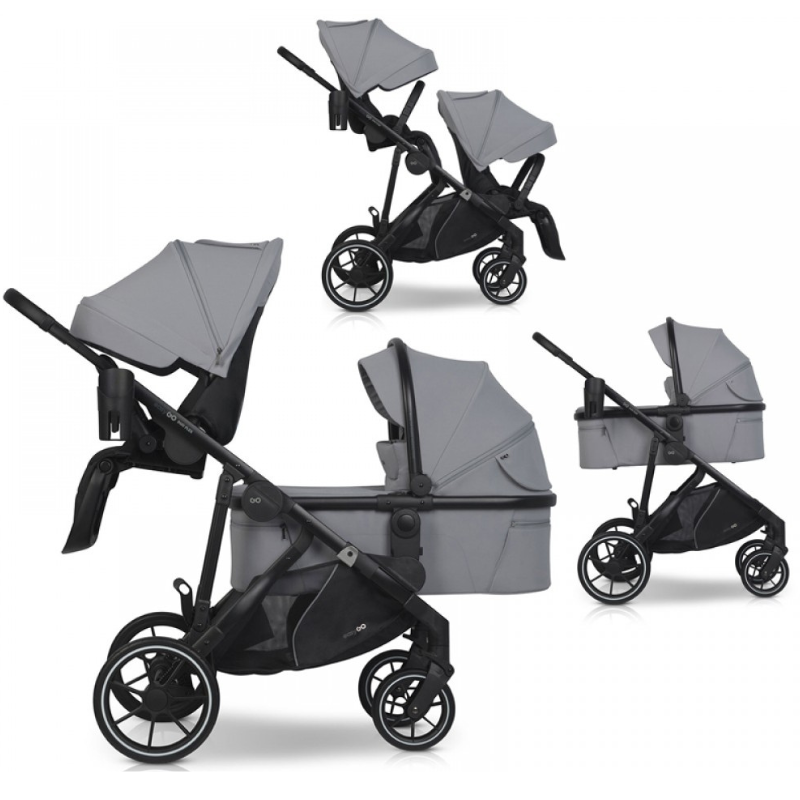 Καρότσι Διδύμων Eurocart Duoflex 1+2 Cloudy Grey EasyGo