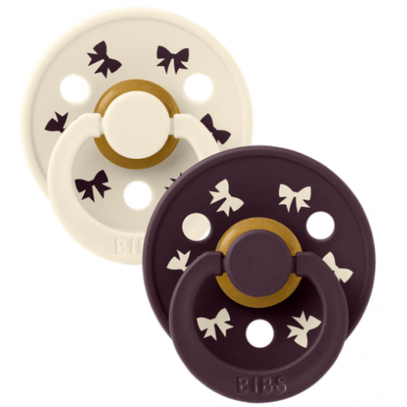 Πιπίλα Colour Latex Holiday Bow Ivory/ Plum 2τμχ