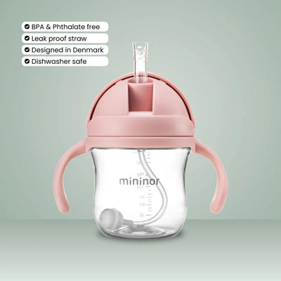 Εκπαιδευτικό Ποτηράκι Με Καλαμάκι Pink 220ml