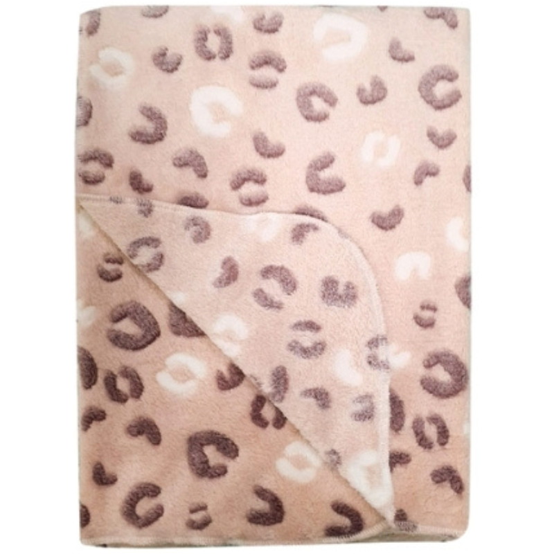 Κουβέρτα Οικολογικό Fleece Leopard Pink 75×100
