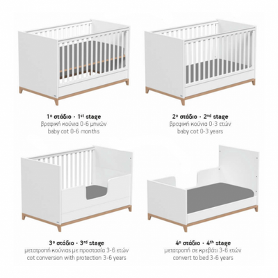 Βρεφικό Κρεβάτι Μετατρεπόμενο Σε Προεφηβικό Zoom 70x140cm