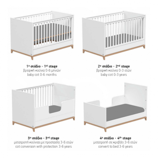 Βρεφικό Κρεβάτι Μετατρεπόμενο Σε Προεφηβικό Zoom 70x140cm