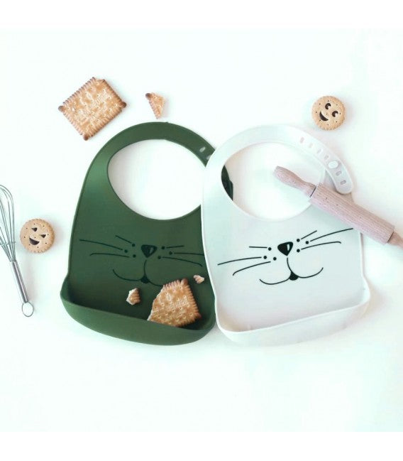 Σαλιάρα Σιλικόνης Cat Green