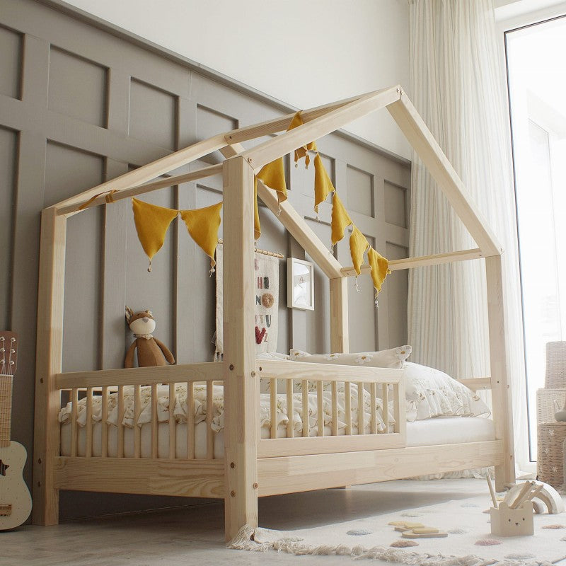 Παιδικό Κρεβάτι Housebed Malin 100x200cm Φυσικό Ξύλο - 10% Έκπτωση Στο Στρώμα