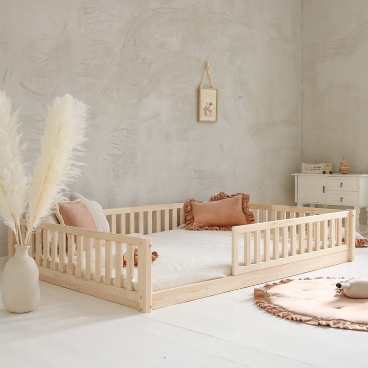 Κρεβάτι Basic Love 140x190cm Με Προστατευτικό Καγκελάκι 2/3 Φυσικό Ξύλο