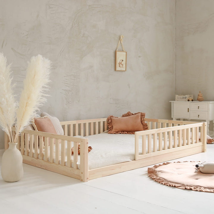 Κρεβάτι Basic Love 140x190cm Με Προστατευτικό Καγκελάκι 2/3 Φυσικό Ξύλο