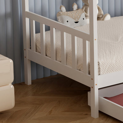 Παιδικό Κρεβάτι Montessori Klarice Με Αποθηκευτικό Χώρο Λευκό 190x90cm